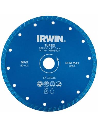 Disc turbo taiere fina materiale constructii 180 mm 22.2 IRWIN
