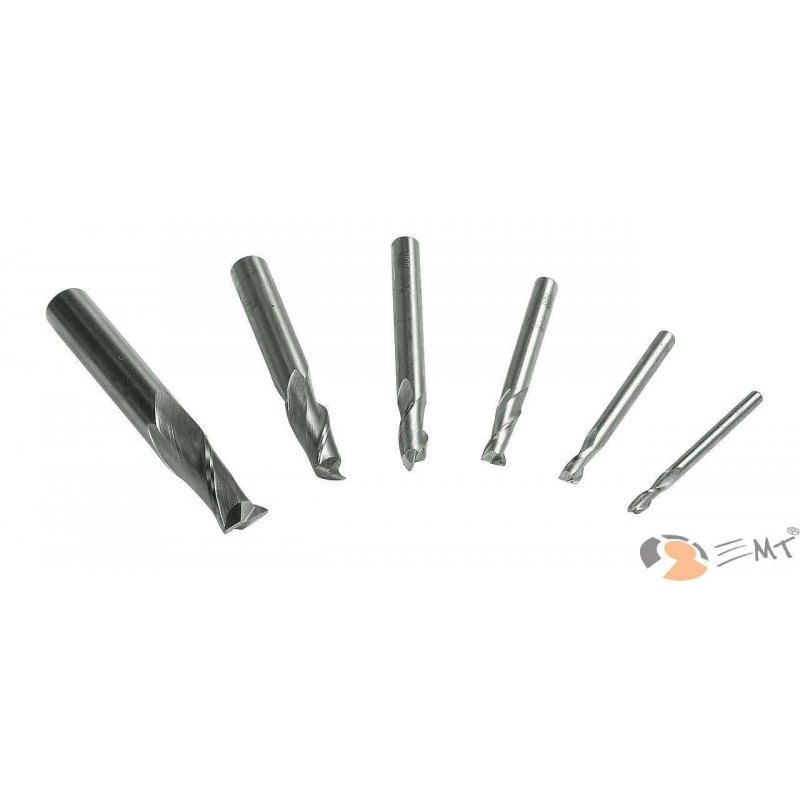 Set freze cilindro-frontale HSS cu canelura dubla, 3 - 10 mm, 6 buc.